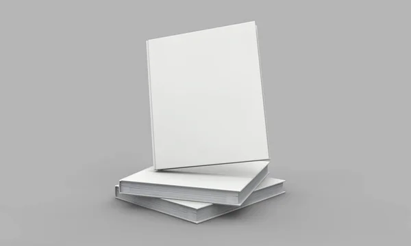 Hardcover boek cover mockup. Wit boek op een grijze achtergrond. 3d — Stockfoto