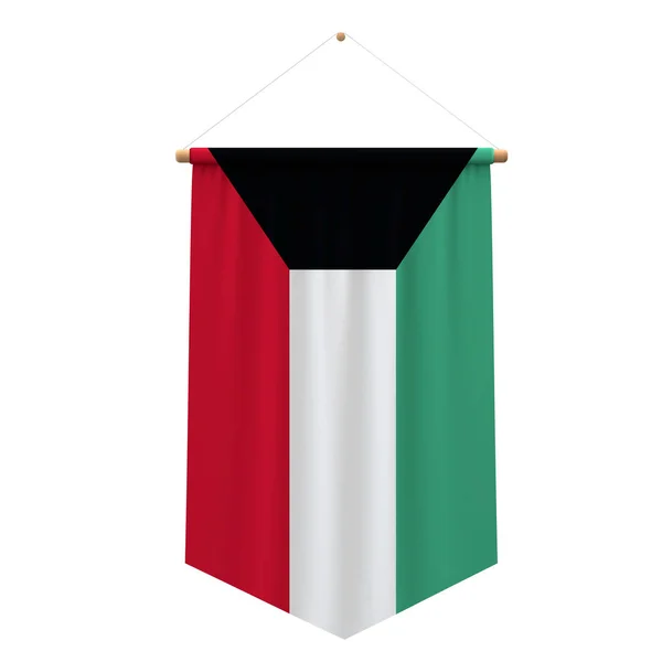 Bandera colgante de tela de Kuwait. Renderizado 3D — Foto de Stock