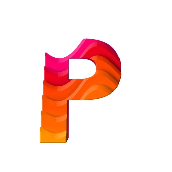 Letter P. Layered wave effect character type. 3D Rendering — Stock Photo, Image