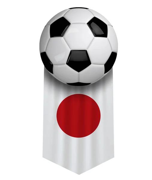 Japan soccer ball flag cloth hanging banner. 3D Rendering — Stock Photo, Image