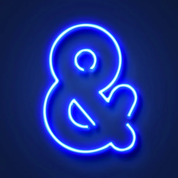 Ampersand realistic glowing blue neon letter against a blue back — Stock Photo, Image