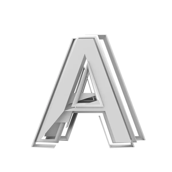 Letra A, fonte geométrica fragmentada abstrata. Renderização 3D — Fotografia de Stock