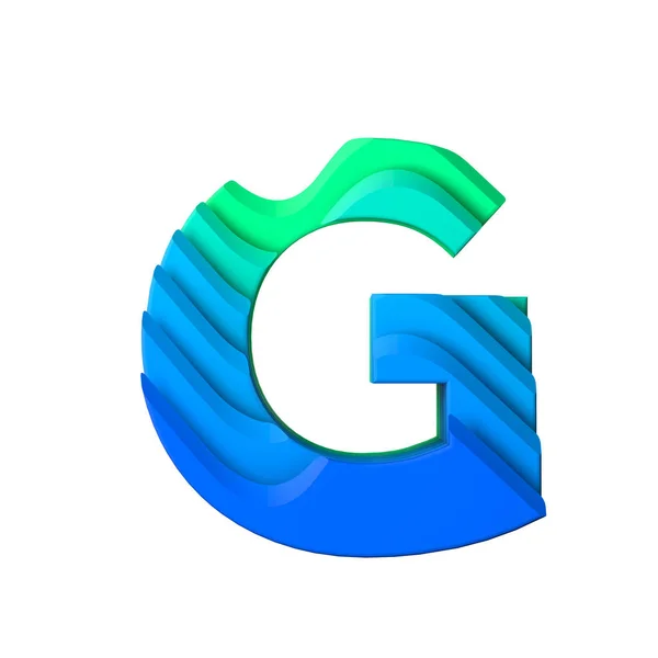 Letter G. Layered wave effect character type. 3D Rendering — Stock Photo, Image