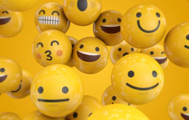 Emoji ifade karakter arka plan koleksiyonu. 3d Rendering