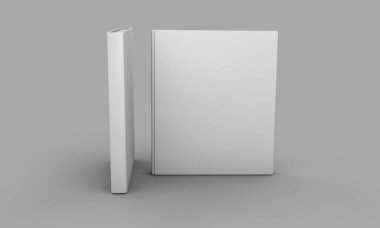 Hardback kitap kapağı mockup. Gri arka plan üzerine beyaz kitap. 3d 