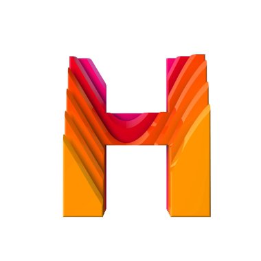 H harfi. Katmanlı dalga etkisi karakter tipi. 3d Rendering