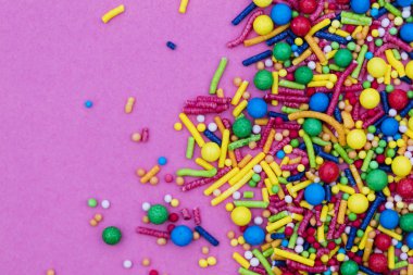 Renkli şeker kek dekoratif sprinkles arka plan