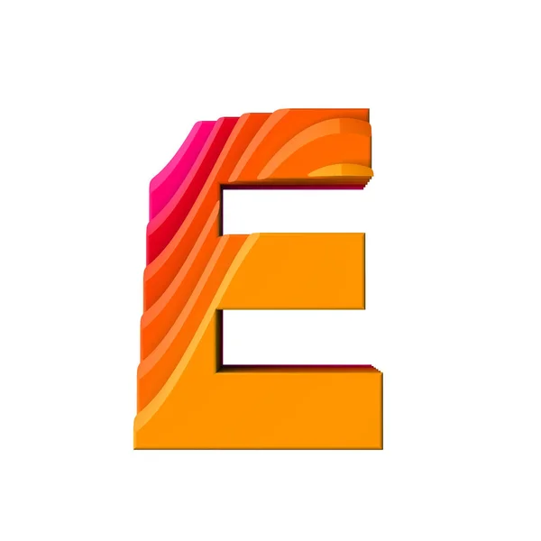 Buchstabe e. geschichteter Welleneffekt Buchstabentyp. 3D-Darstellung — Stockfoto