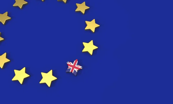 ブレグジットの概念。欧州連合の黄色い星と英国u — ストック写真