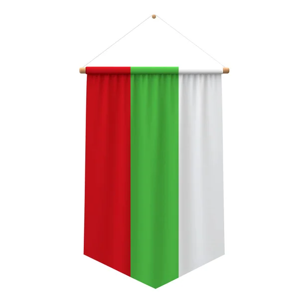 Banner colgante de tela de bandera de Bulgaria. Renderizado 3D — Foto de Stock