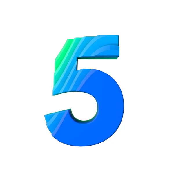 Number 5. Layered wave effect character type. 3D Rendering — Stock Photo, Image