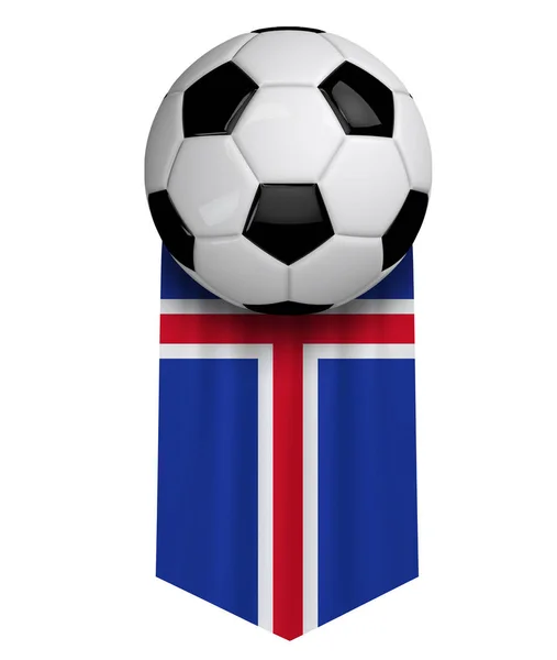 Island Soccer Ball flagga trasa hängande banner. 3D-rendering — Stockfoto