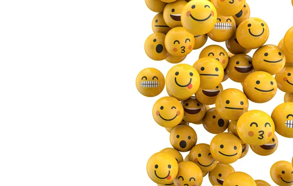 Emoji emoticon koleksi karakter latar belakang. Perenderan 3D — Stok Foto