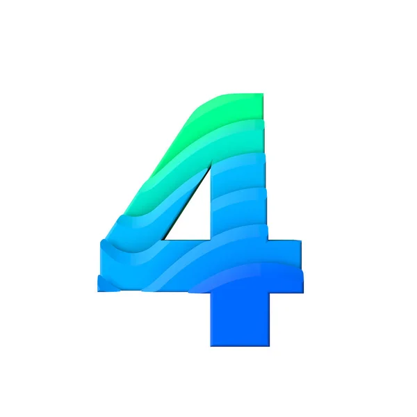 Number 4. Layered wave effect character type. 3D Rendering — Stock Photo, Image