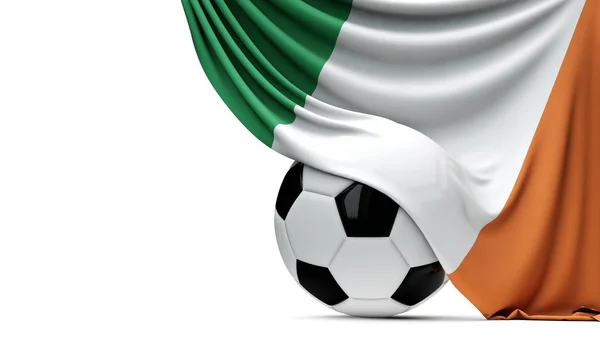 Irlandia flagi narodowej nanoszone na piłkę nożną piłki nożnej. 3D Ren — Zdjęcie stockowe