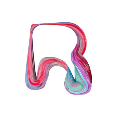 R harfi soyut alfabe. 3d Rendering