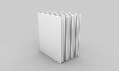 Hardback kitap kapağı mockup. Gri arka plan üzerine beyaz kitap. 3d 