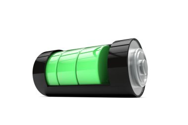 Renkli göstergeli pil şarj ı. 3d Rendering