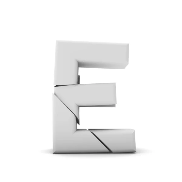 Letter E, Broken cracked font. 3D Rendering — Stock Photo, Image