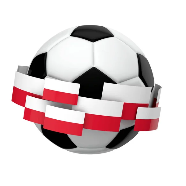 Piłka nożna z Polską flagą przeciwko zwykły biały oświetlenie tła — Zdjęcie stockowe