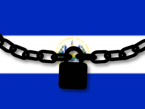 Seguridad de El Salvador. Silueta de una cadena y candado sobre nat —  Fotos de Stock