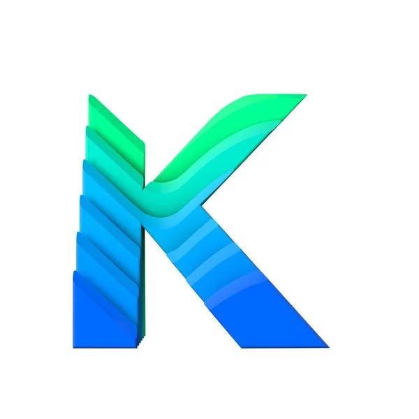 Letter K. gelaagde Wave effect tekentype. 3D-rendering — Stockfoto