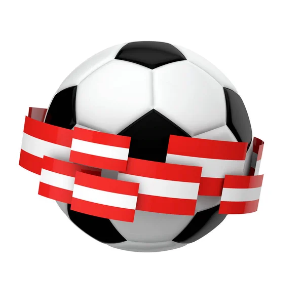 Piłka nożna z Austrii flaga przeciwko zwykły biały rynek — Zdjęcie stockowe