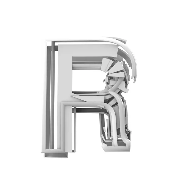 R betű, absztrakt geometriai betűtípus. 3D renderelés — Stock Fotó