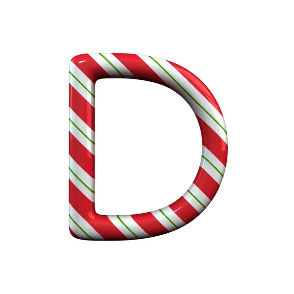 红色和白色条纹糖果甘蔗字母 D — 图库照片
