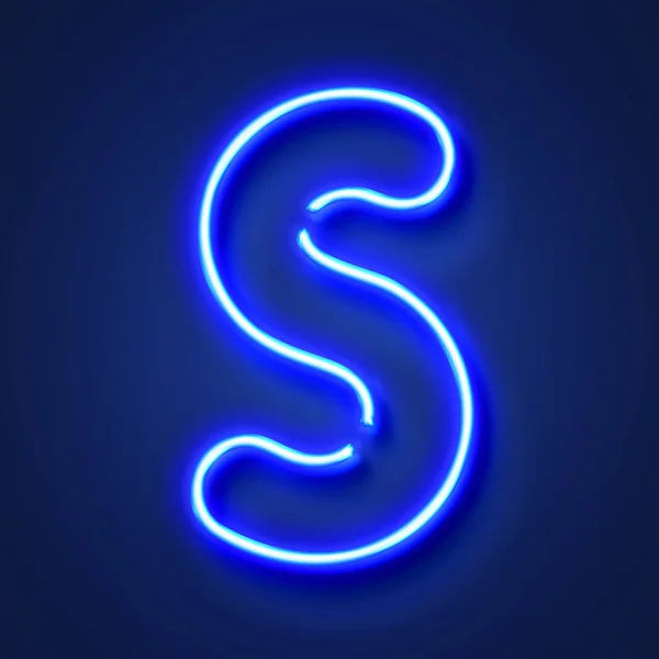 편지 S 는 파란색 백에 대한 현실적인 빛나는 파란색 네온 문자 — 스톡 사진