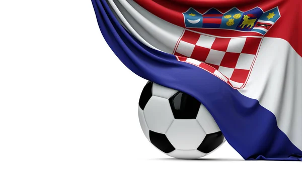 축구 공 위에 드리워진 크로아티아 국기. 3D 렌 — 스톡 사진