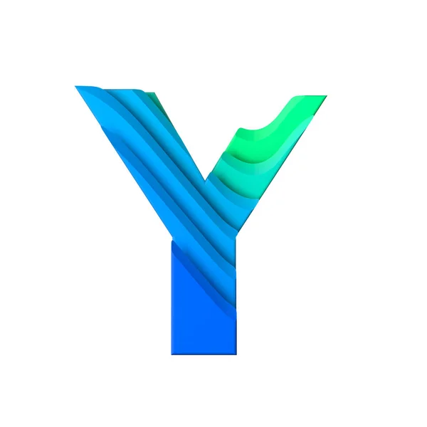 Litera Y. typ znaku efektu fali warstwowej. Renderowanie 3D — Zdjęcie stockowe