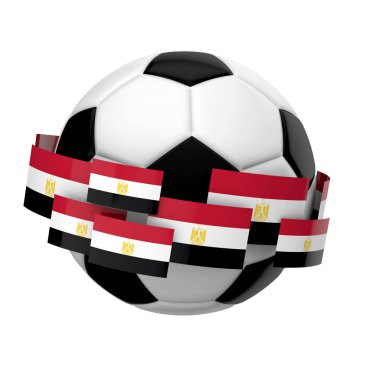 Düz beyaz arka plan karşı Mısır bayrağı ile futbol futbol