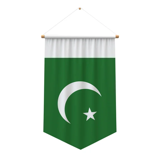 Πακιστανική σημαία με πανί που κρέμεται πανό. Απόδοση 3D — Φωτογραφία Αρχείου