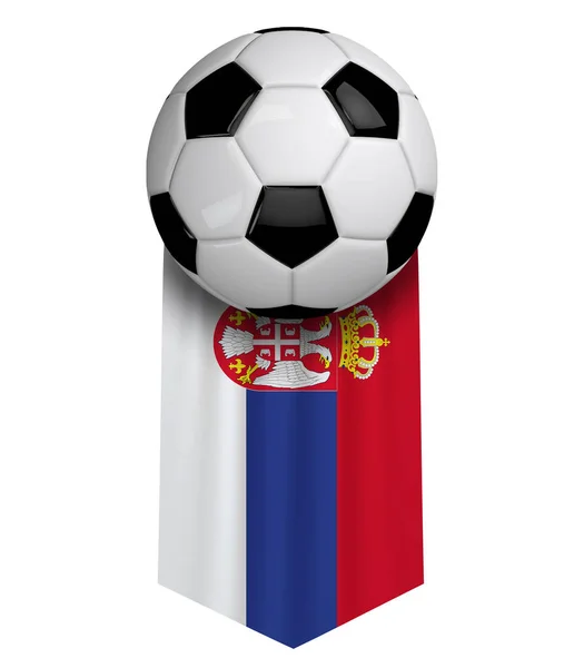 세르비아 축구 공 플래그 천 매달려 배너입니다. 3D 렌더링 — 스톡 사진