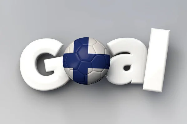 Fotbalový gól s fotbalovým míčem Finska. prostorové vykreslování — Stock fotografie