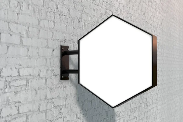 Blank white company store sign mock up on a wall. 3D Rendering — Stock Photo, Image