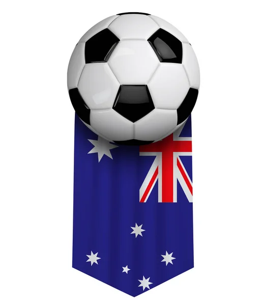 Australia soccer ball flag cloth hanging banner. 3D Rendering — Stock Photo, Image