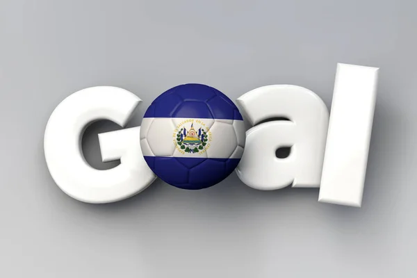 Gol sepak bola dengan bola bendera El Salvador. Perenderan 3D — Stok Foto