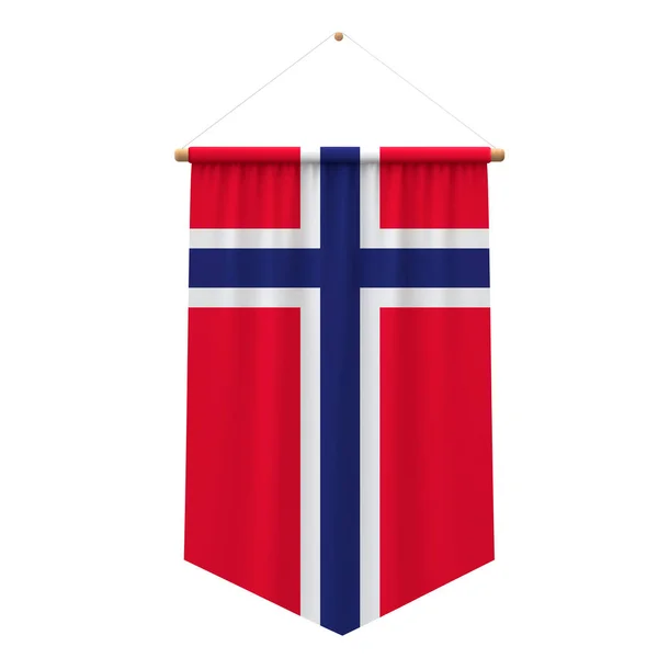 Bandera colgante de tela de bandera de Noruega. Renderizado 3D — Foto de Stock