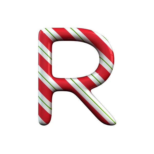 Czerwony i biały pasek Candy Cane litery R — Zdjęcie stockowe