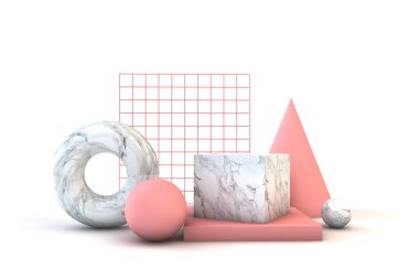 Soyut minimal ilkel şekil kompozisyonu. Ürün presentati