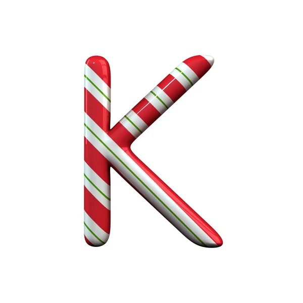 Röd och vit rand Candy Cane Letter K — Stockfoto