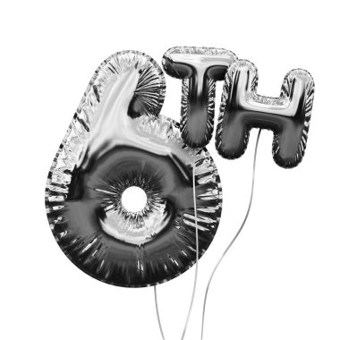 Gümüş sayı 6 folyo doğum günü balonu beyaz izole. Altın 