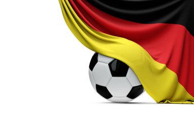 Almanya ulusal bayrağı bir futbol topu nun üzerine asıldı. 3d Ren