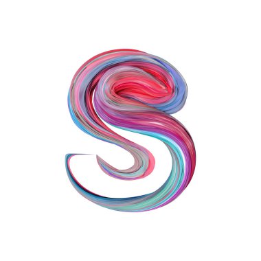 S harfi soyut alfabe. 3d Rendering