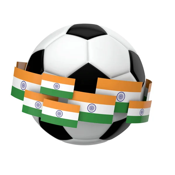 Calcio calcio con bandiera India contro uno sfondo bianco pianura — Foto Stock