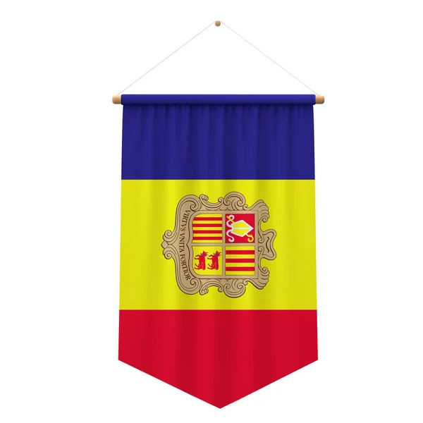 Andora flaga tkaniny wiszące banner. Renderowanie 3D — Zdjęcie stockowe
