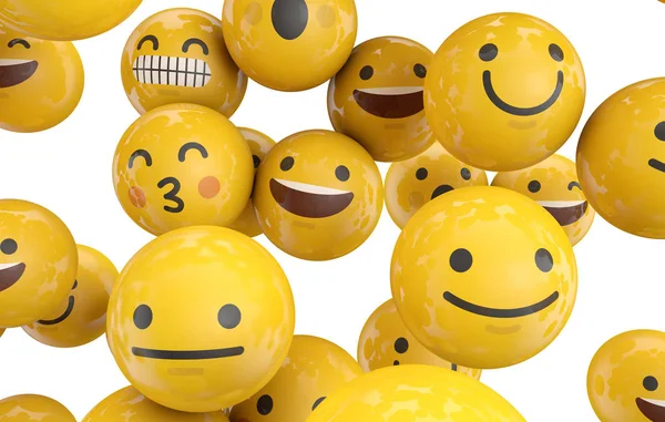 Emoji emoticon koleksi karakter latar belakang. Perenderan 3D — Stok Foto