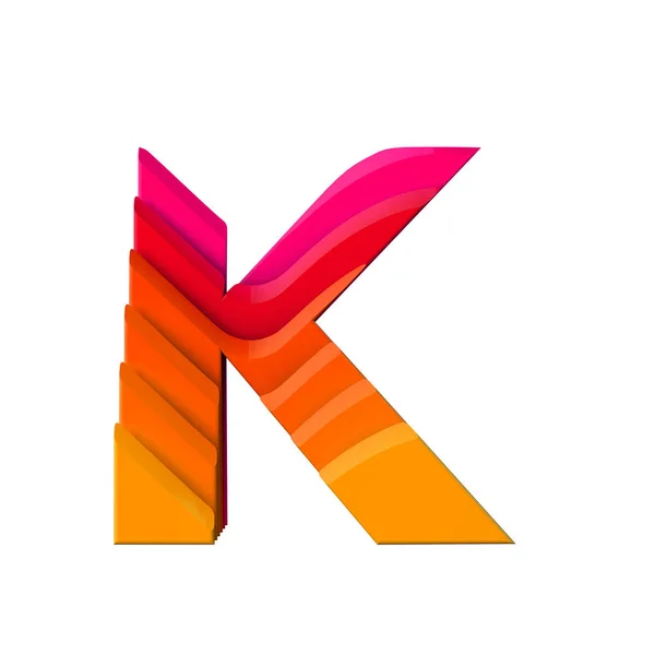 Letter K. Layered wave effect character type. 3D Rendering — Stock Photo, Image